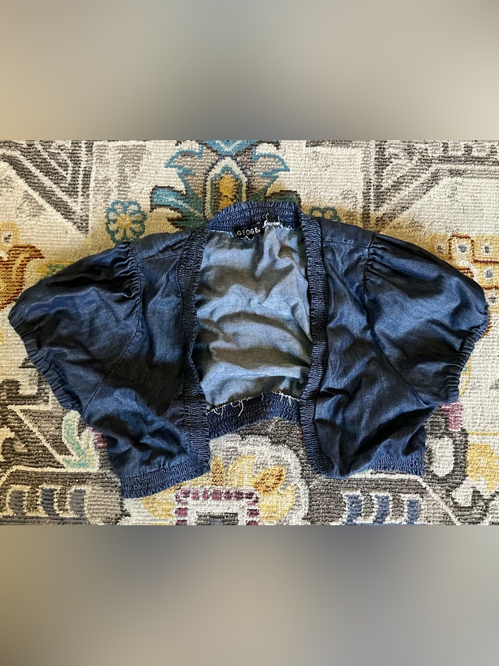 George Girls Blue Chambray Cropped Bolero Shrug Jacket XL 14-16